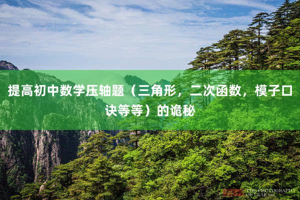 提高初中数学压轴题（三角形，二次函数，模子口诀等等）的诡秘
