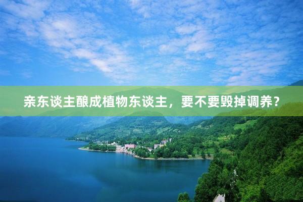 亲东谈主酿成植物东谈主，要不要毁掉调养？