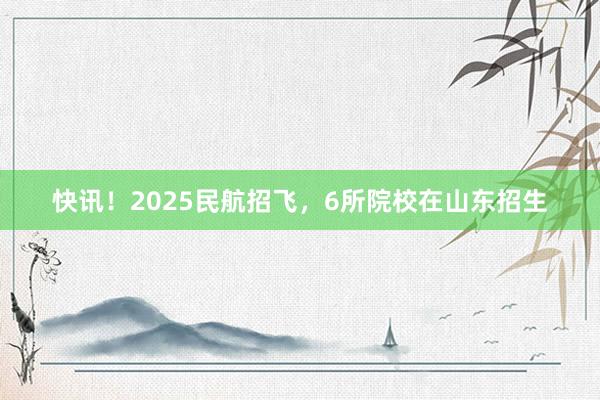 快讯！2025民航招飞，6所院校在山东招生