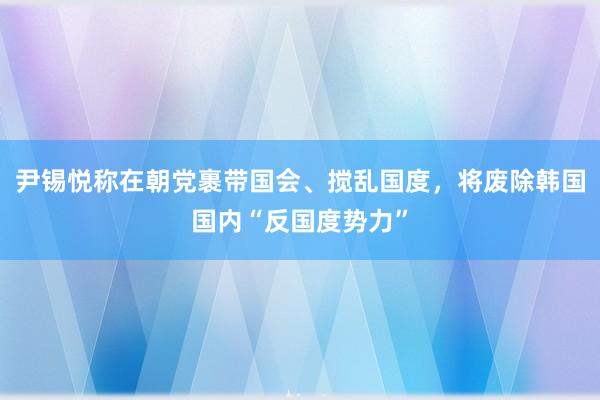 尹锡悦称在朝党裹带国会、搅乱国度，将废除韩国国内“反国度势力”