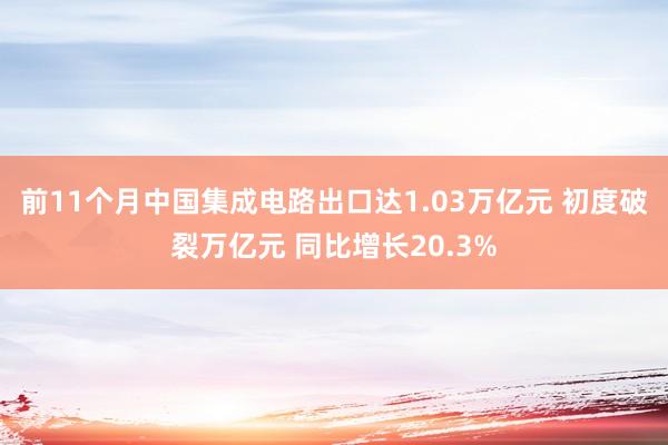 前11个月中国集成电路出口达1.03万亿元 初度破裂万亿元 同比增长20.3%